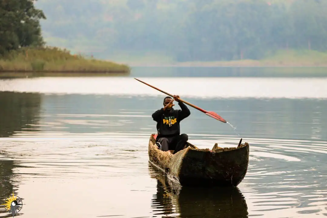 man canoeing